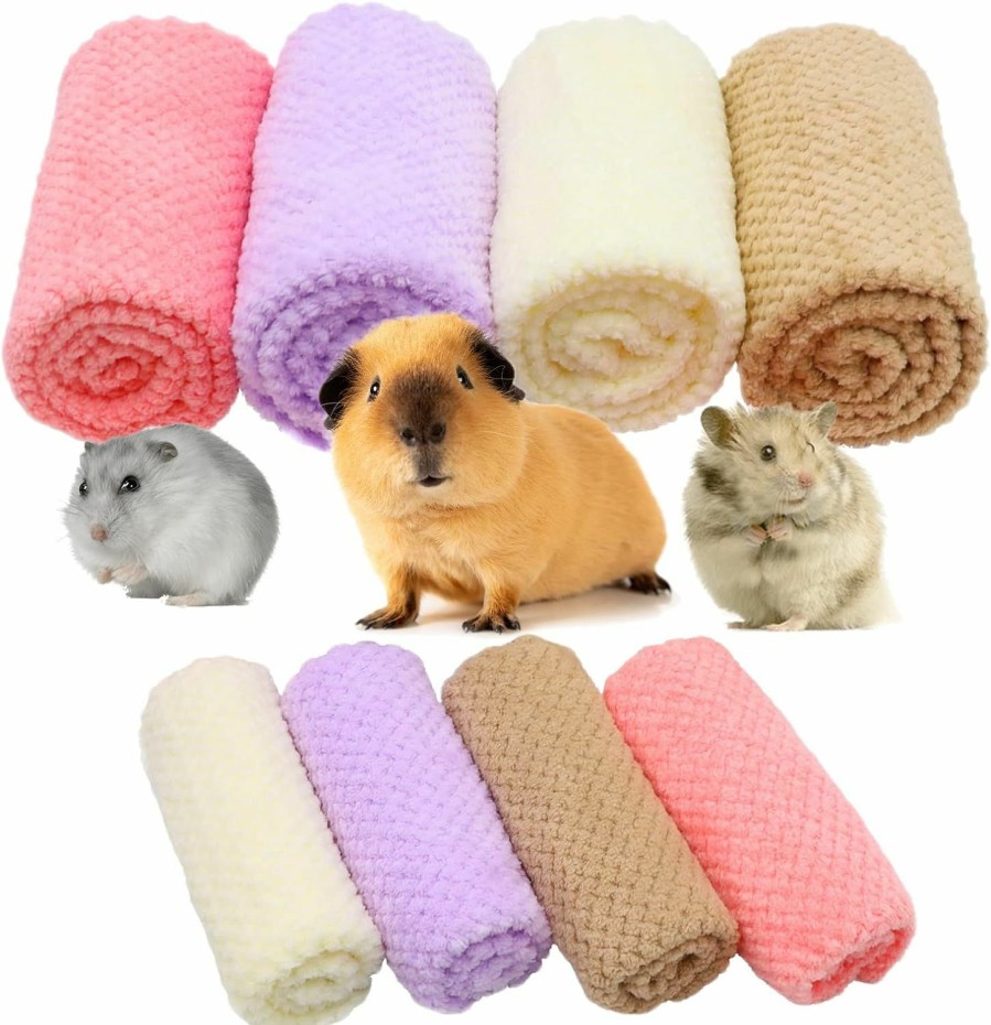 Small Animal ZALALOVA | 8 Pieces Guinea Pigs Quick-Dry Soft Jacquard Blankets Longer 29.5 X 13.8 & 11.8 X 11.8 With Skin-Friendly For Hamster Carpet Squirrel Bath Towel Small Pet Supplies Cage