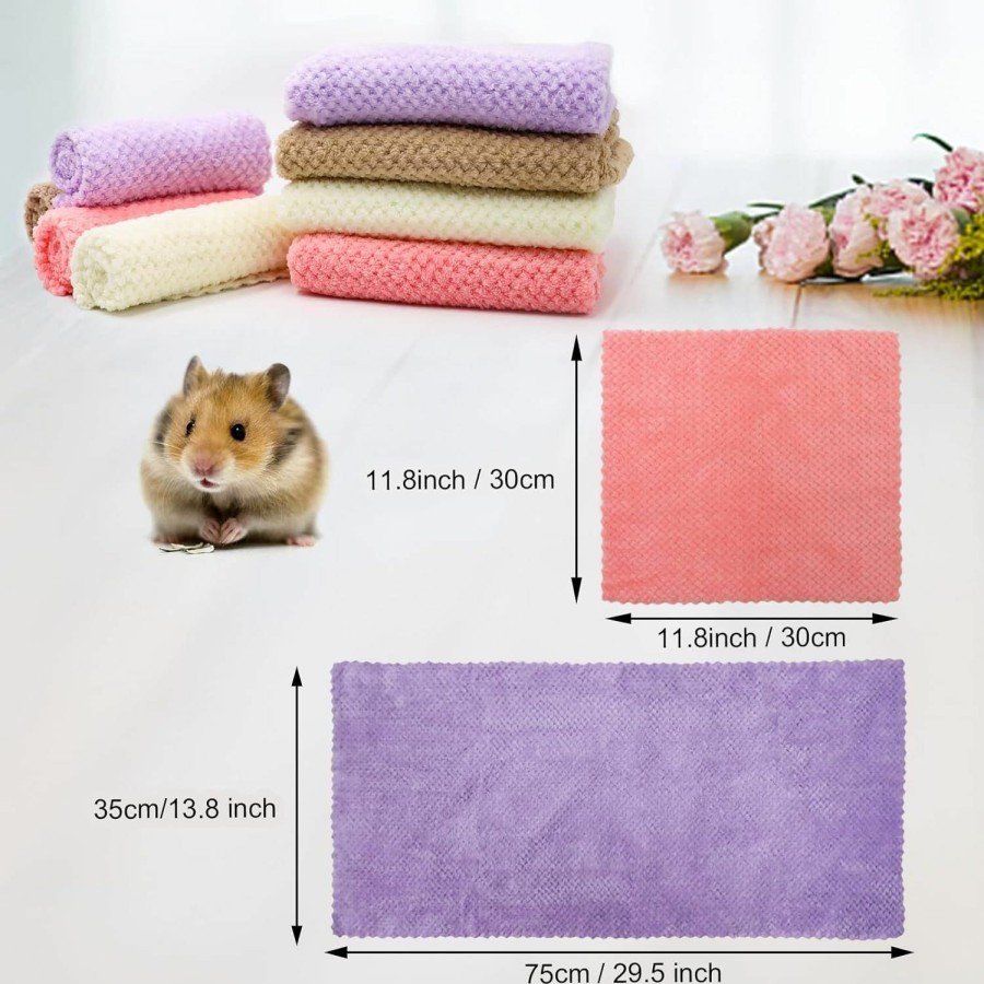 Small Animal ZALALOVA | 8 Pieces Guinea Pigs Quick-Dry Soft Jacquard Blankets Longer 29.5 X 13.8 & 11.8 X 11.8 With Skin-Friendly For Hamster Carpet Squirrel Bath Towel Small Pet Supplies Cage