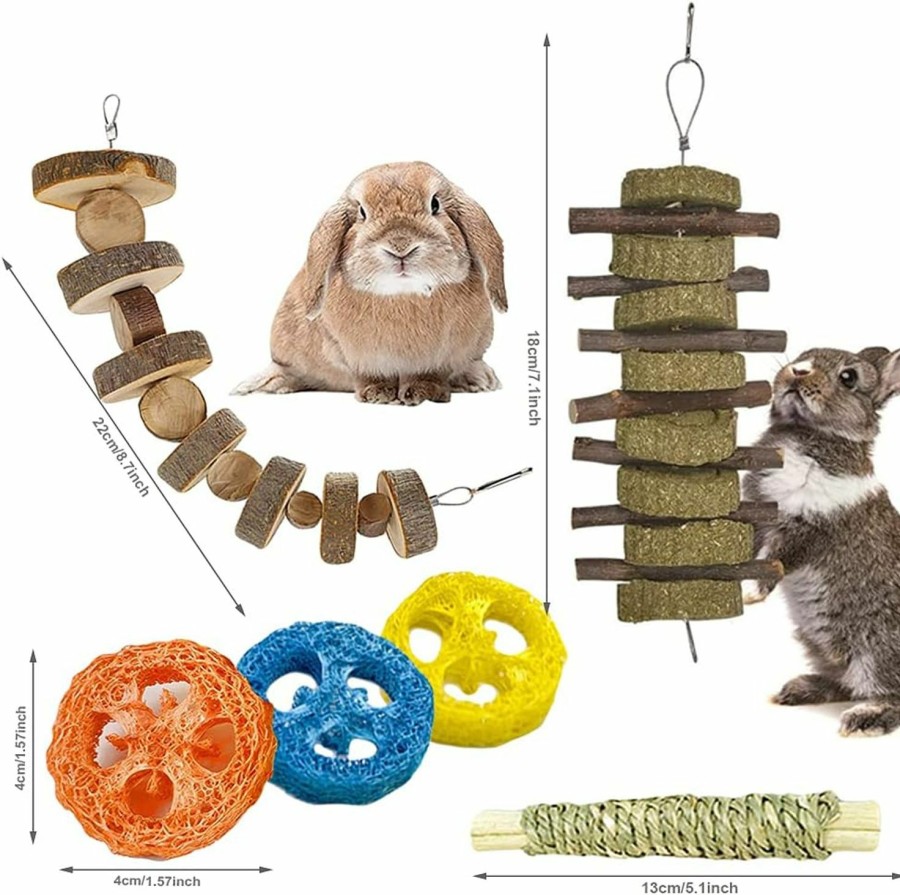 Small Animal Dbeans Flourithing | 13Pcs Guinea Pigs Toys, Rabbit Toys Set Natural Wooden Hamster Toys For Teeth Care, Best Choose For Rabbit Guinea Pig Rat Bunny Chinchillas Gerbils Chew