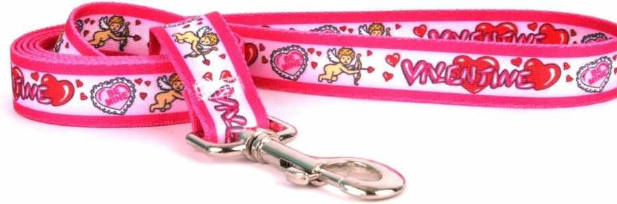 Small Animal Yellow Dog Design | Yellow Dog Design Be My Valentine Dog Leash 1\" Wide And 5' (60\") Long, Large