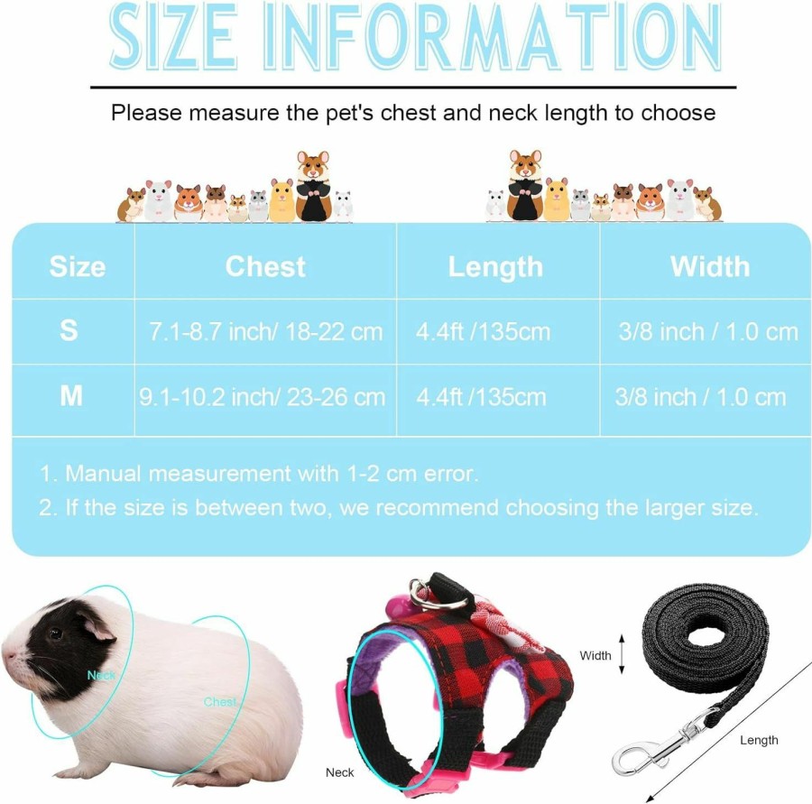 Small Animal Weewooday | 4 Pieces Small Pet Harness Vest And Leash Set With Cute Bowknot And Safe Bell Decor Chest Strap Harness For Outdoor Walking Rabbit Ferret Guinea Pig Bunny Hamster Puppy Kitten (Small)