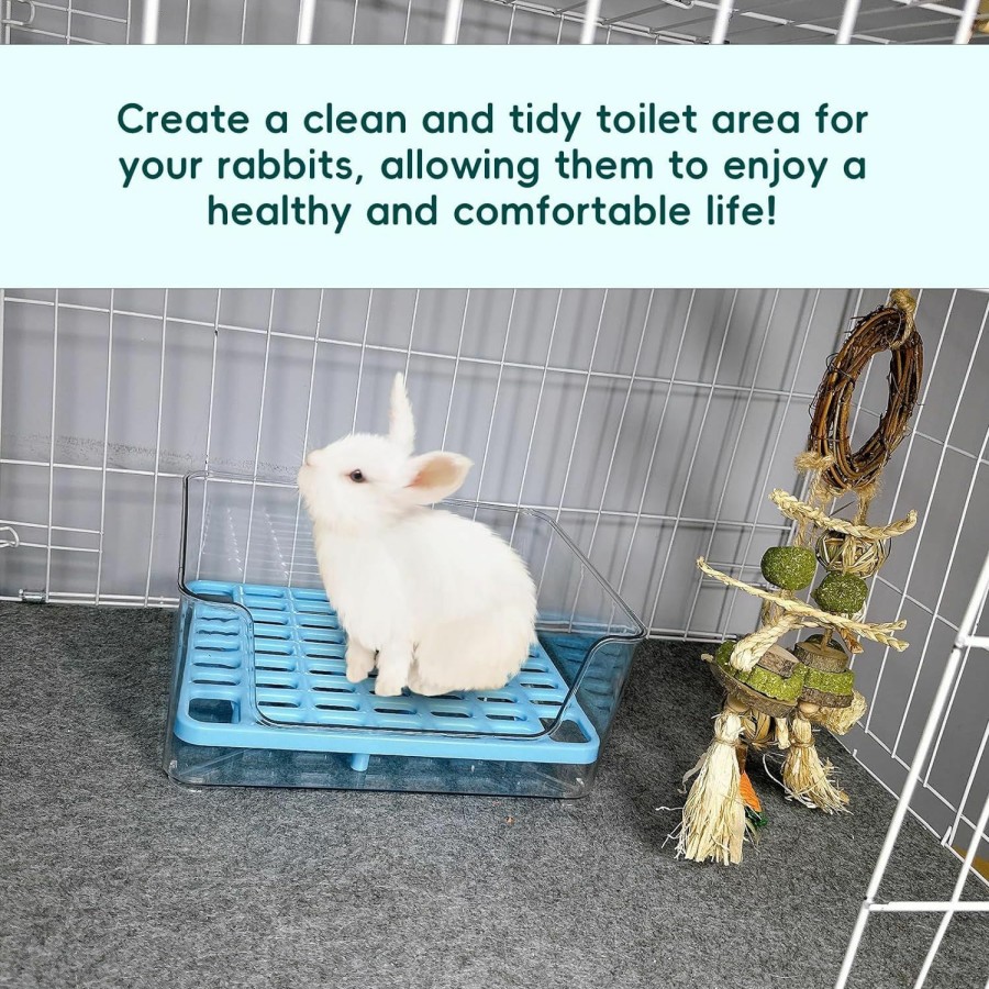 Small Animal Tfwadmx | Tfwadmx Bunny Litter Box & Rabbit Litter Box -,Guinea Pig Litter Pan Ferret Transparent Toilet For Small Animals, Hedgehog,Chinchilla,Galesaur(Blue-M)