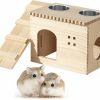 Small Animal Hamiledyi | Hamiledyi Hamster Wood House And Hideout,Guinea Pig Wooden Tunnel With Ladder Small Animal Exploration Toys Cage Accessories For Hamster Rat Gerbils Lemmings.(Not Included Bows)