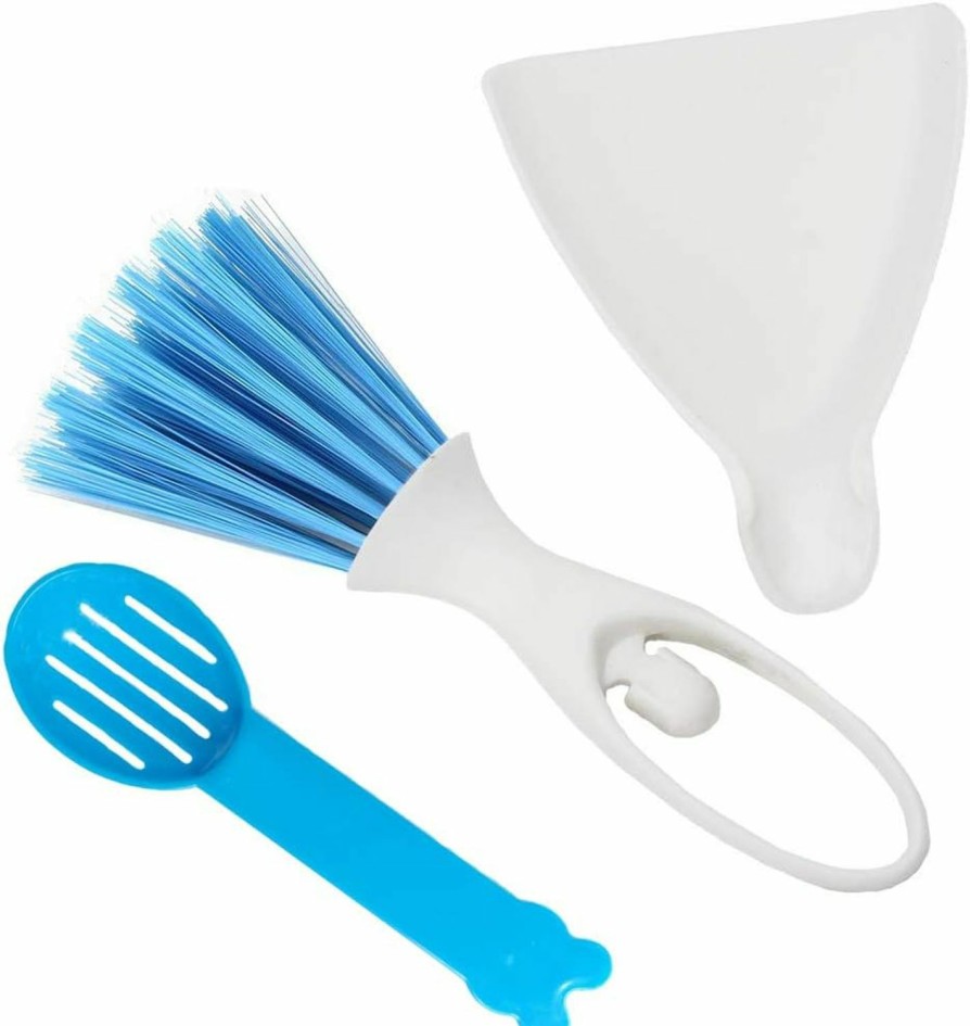 Small Animal SEIS | Seis 3 Pack Hamster Dustpan And Broom Set Mini Guinea Pig White Dancer Design Besom Chinchillas Sweeper Cavy Cage Clean Hedgehogs Scooper For Small Animal (Blue)