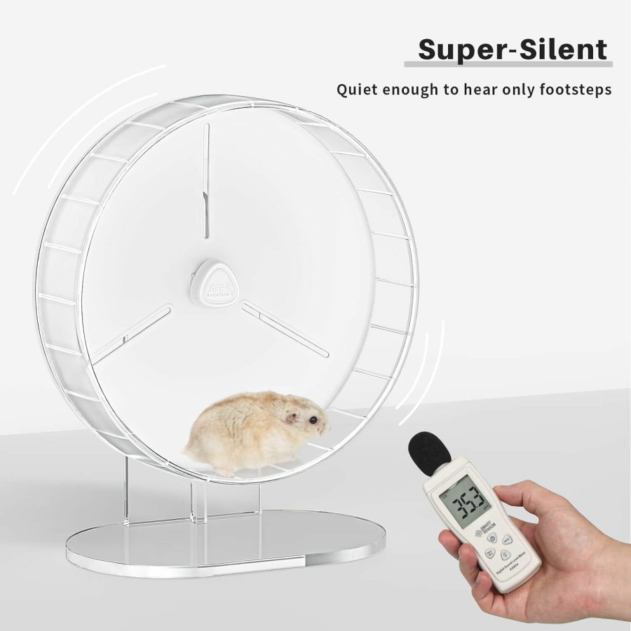 Small Animal BUCATSTATE | Bucatstate Hamster Exercise Wheel Super-Silent With Adjustable Base Cage Accessories Quiet Spinning Running Wheel For Dwarf Syrian Hamster Gerbils (6.7In, White)