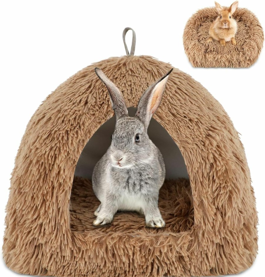 Small Animal YUEPET | Yuepet Rabbit Bed Warm Calming Rabbit House And Hideout, Grey Bunny Cave Bed For Rabbit Ferrets Guinea Pigs Hamsters And Other Small Animals(Grey)