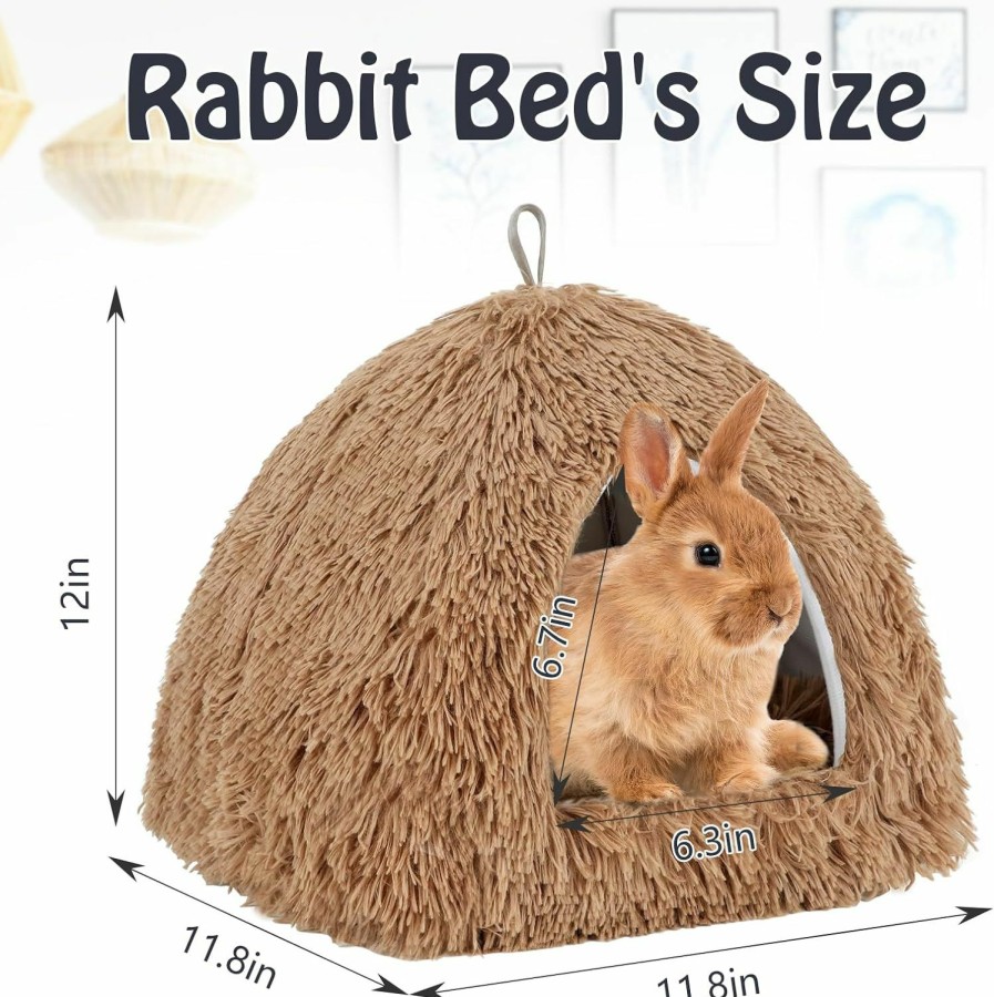 Small Animal YUEPET | Yuepet Rabbit Bed Warm Calming Rabbit House And Hideout, Grey Bunny Cave Bed For Rabbit Ferrets Guinea Pigs Hamsters And Other Small Animals(Grey)