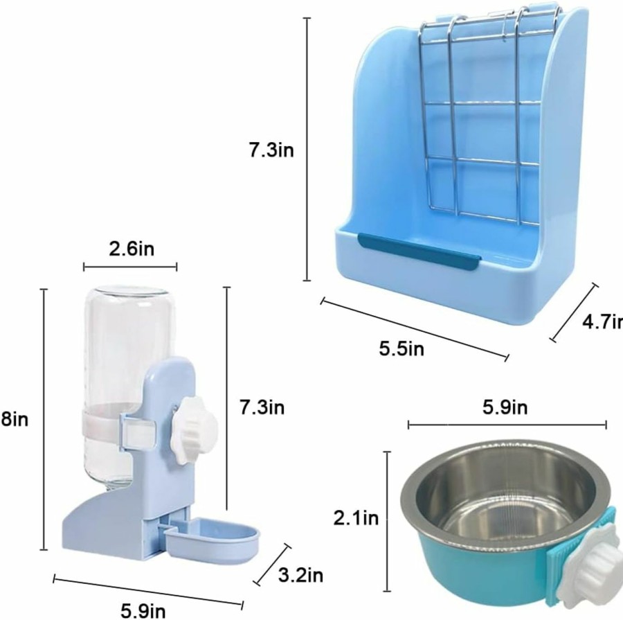 Small Animal Mcgogo | Mcgogo Guinea Pig No Drip Water Bottle And Food Bowl Rabbit Hay Feeder ,Hanging Automatic Rabbit Water Bowl And Food Bowl Guinea Pig Feeder For Small Animal Cage