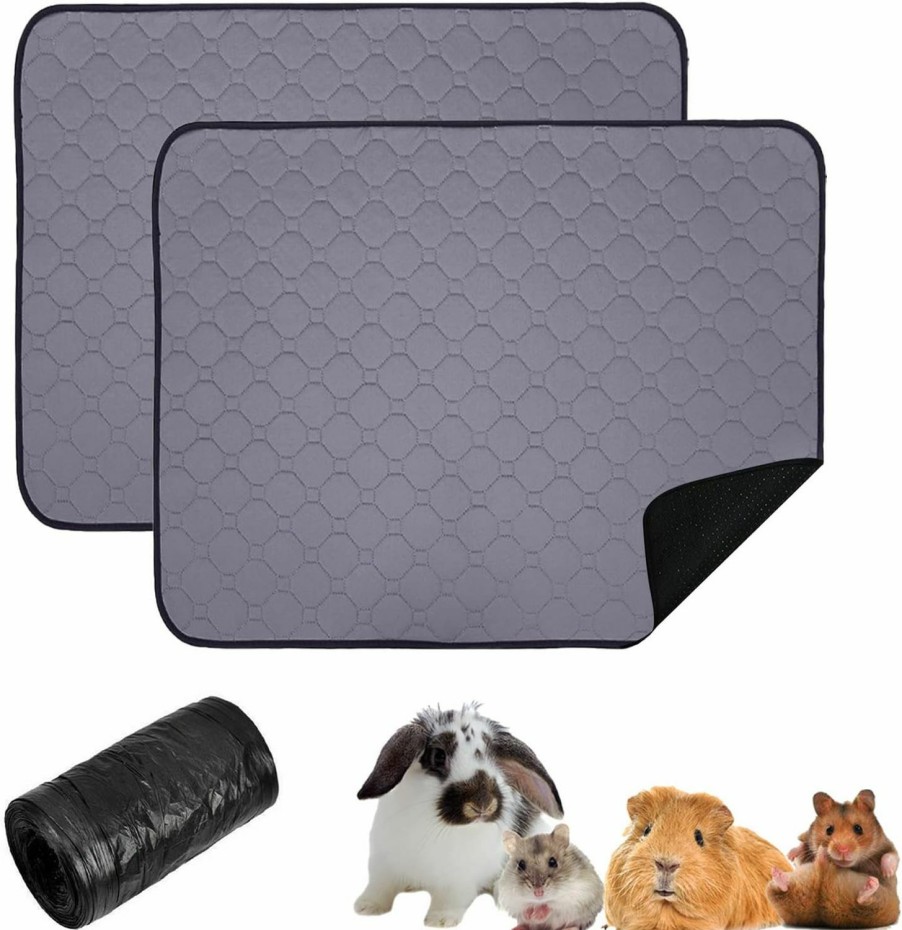 Small Animal BNOSDM | Bnosdm Guinea Pig Cage Liner Set Large Washable Hamster Fleece Bedding 55.1\" X 39.3\" Reusable Bunny Pee Pads With Garbage Bag Super Absorbent Small Animals Mats For Rabbits Chinchilla Hedgehog (Xl)