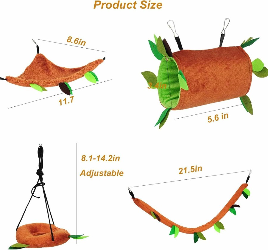 Small Animal ISMARTEN | Ismarten Hamster Guinea Pig Hammock, Small Animal Hanging Hammock Warm Bed House Hamster Guinea Pig Rat Cage Accessories Toys Bed Hanging Tunnel And Swing For Sugar Glider Squirrel Playing