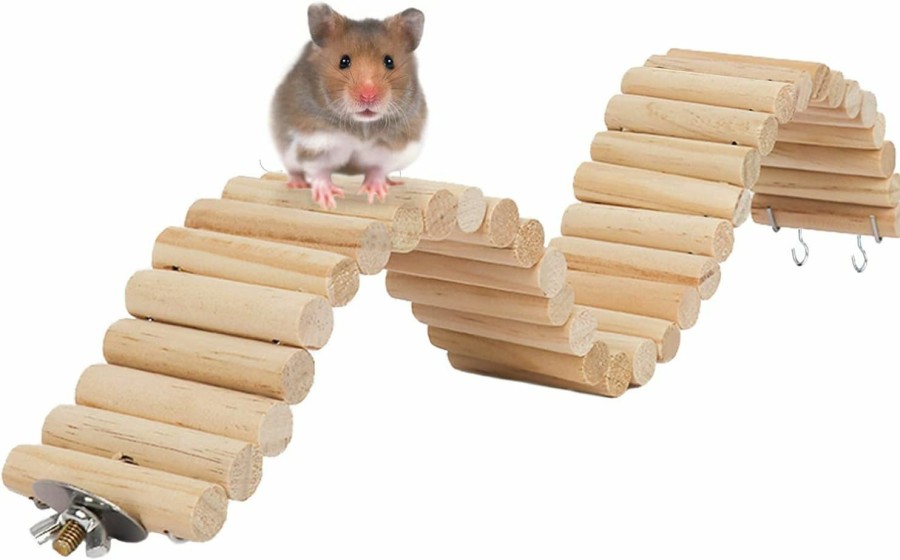 Small Animal Hamiledyi | Hamiledyi Hamster Bridge,Hamster Wooden Bridge Bendy Climbing Ladder,Hamster Long Suspension Bridge Chew Toys For Hamster Rat Mice Gerbil Chinchilla Guinea Pig Chipmunk Sugar Glider