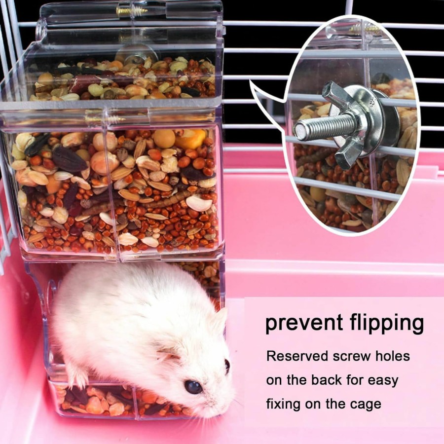 Small Animal Lucky Interests | Lucky Interests 2 Pcs Hamster Automatic Feeder 300Ml, Hamster Food Dispenser With Brackets Small Animals Food Bowl For Dwarf Hamster Guinea Pig Chinchilla Gerbil Bird Hedgehog Ferret With 2 Spoon