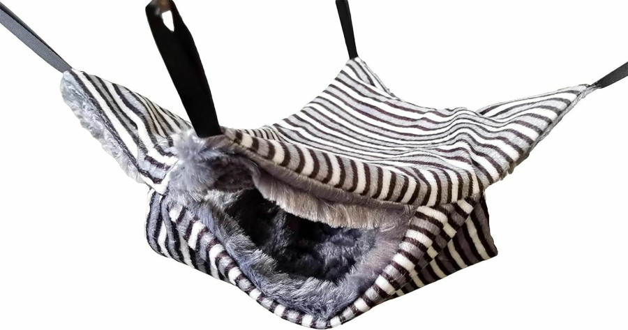 Small Animal YONIQUECO | Yoniqueco Small Animals Double Bunkbed Hammock Cage Soft Plush Hanging Hideout Rat Hammocks (Grey/Black/White)