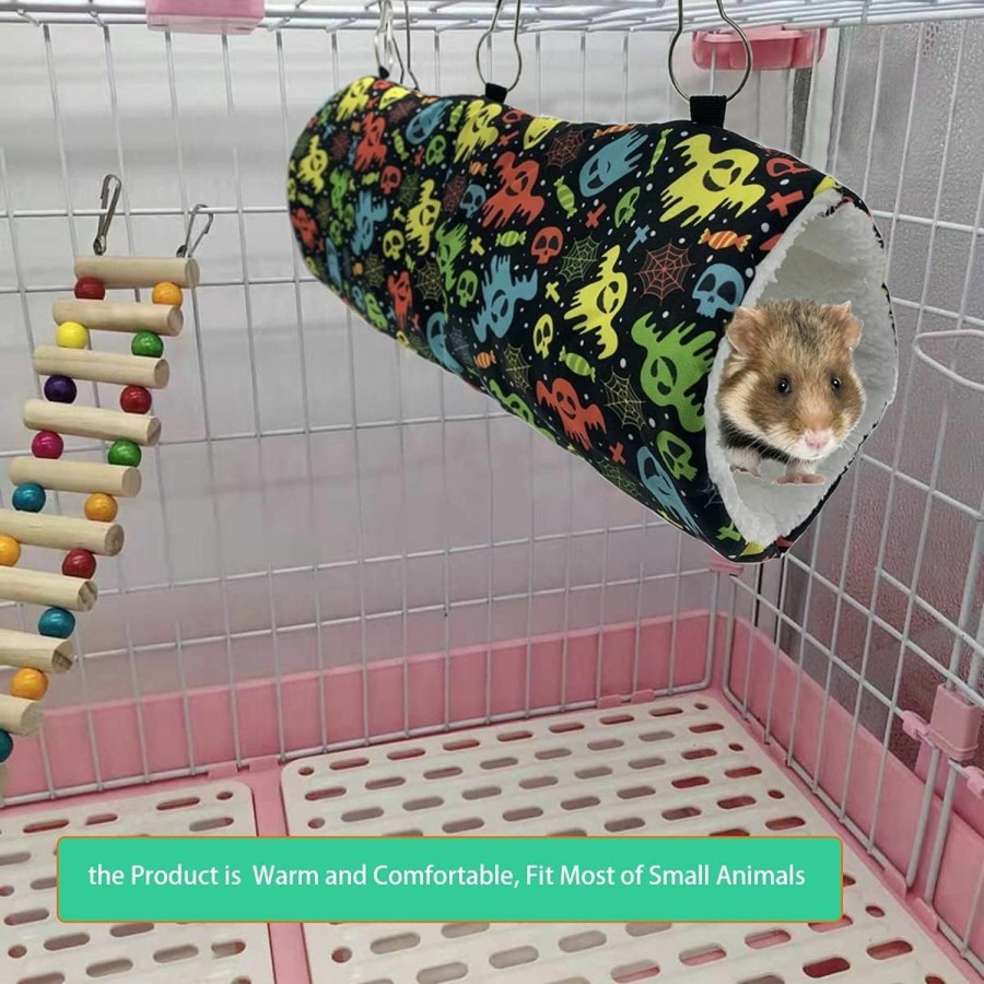 Small Animal CooShou | Cooshou 2Pcs Halloween Small Pet Hammock Hanging Tunnel Set- Halloween Hamster Hammock Bunk Bed Sugar Glider Hideout Tunnel Sleeping Nest House Cage Accessories For Squirrel Ferret Chincilla