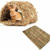 Small Animal Hamiledyi | Hamiledyi Rabbit Grass Tunnel,Natural Straw Woven Mat Winter Warm Hideaway Hut For Bunny Gerbil Ferrets Chinchilla Guinea Pig