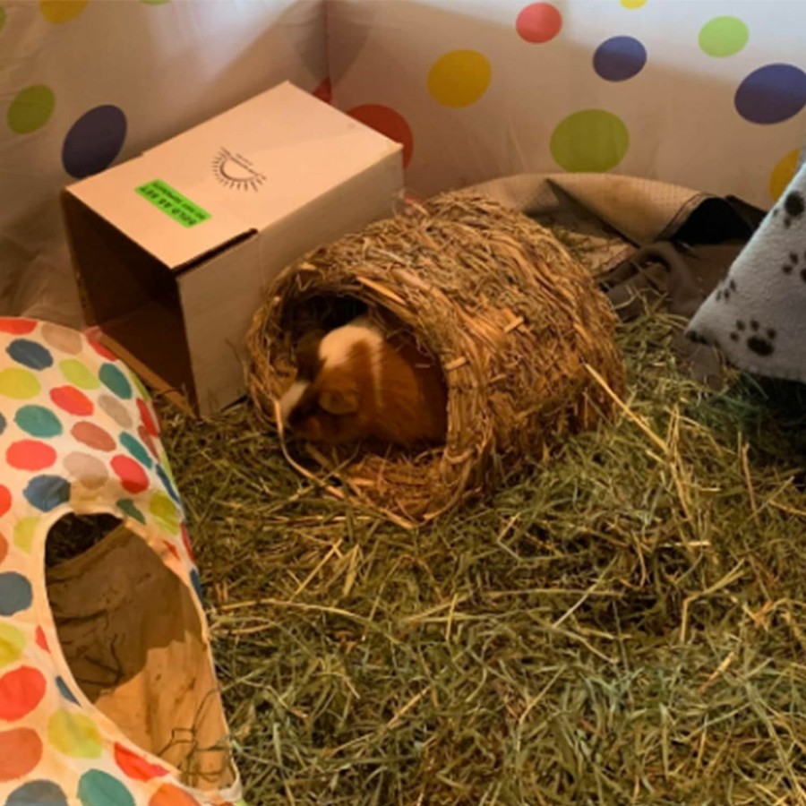 Small Animal Hamiledyi | Hamiledyi Rabbit Grass Tunnel,Natural Straw Woven Mat Winter Warm Hideaway Hut For Bunny Gerbil Ferrets Chinchilla Guinea Pig