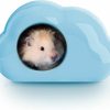 Small Animal BUCATSTATE | Bucatstate Hamster Hideout Ceramic - Clouds Shape Hamster House Cool Bed Ideal For Summer Dwarf Hamster Gerbil Mice Golden Bear (Blue-L)