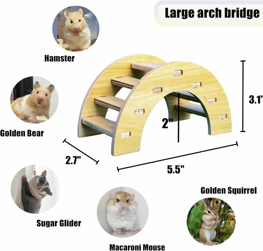 Small Animal neolun | Neolun Hamster Wooden Arch Bridge Hamster Wood House For Dwarf Gerbil Mouse Mice Rat Small Animals Toys Accessories For Cage(S)