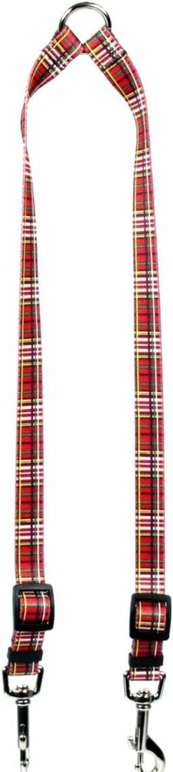 Small Animal Yellow Dog Design | Yellow Dog Design Tartan Red Coupler Dog Leash-Size Large-1 Inch Wide And 12 To 20 Inches Long