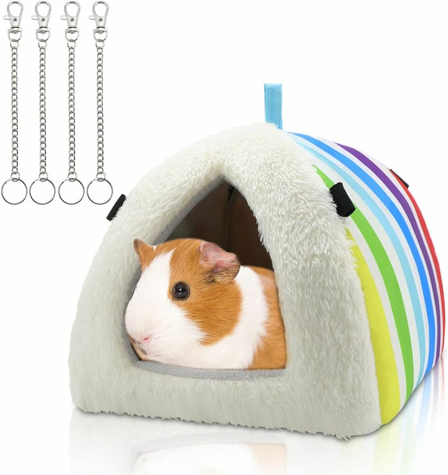 Small Animal Wontee | Wontee Guinea Pig Bed Guinea Pig Hideout Cozy Cave House For Hamsters Rats Hedgehog Guinea Pig Cage Accessories (Large, Rainbow)