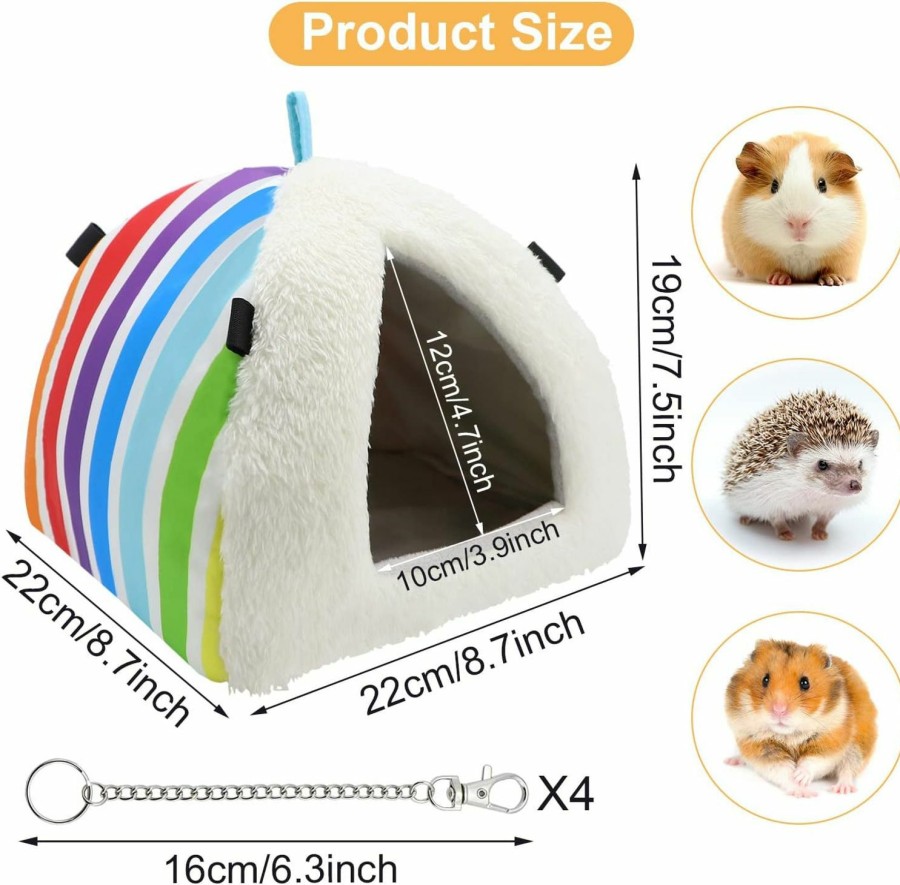 Small Animal Wontee | Wontee Guinea Pig Bed Guinea Pig Hideout Cozy Cave House For Hamsters Rats Hedgehog Guinea Pig Cage Accessories (Large, Rainbow)