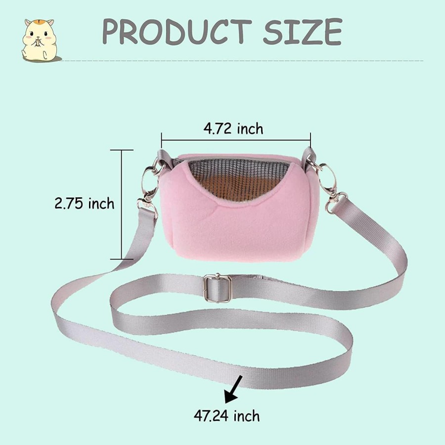 Small Animal HAONIU | Haoniu Small Pet Carrier Bag Breathable Hamsters Carrier Bag With Adjustable Single Shoulder For Small Animals Hamster Hedgehog Guinea Pig Squirrel (Pink)