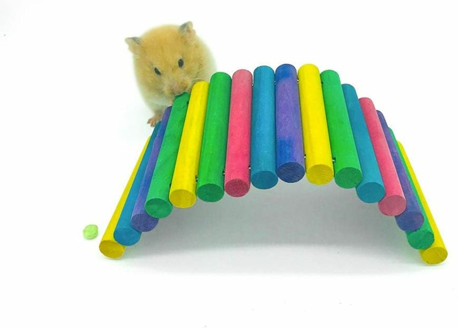 Small Animal Hamiledyi | 2Pcs Hamster Suspension Bridge Toy Hamster Chew Toys,Syrian Hamster Ramp,Sugar Glider Wooden Bridge, Cage Accessories Toys For Hamster Gerbils Sugar Glider Mouse