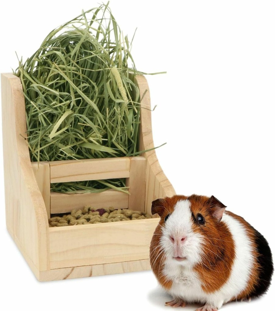 Small Animal Wontee | Rabbit Hay Feeder Rack Wooden Food Manger Grass Holder For Small Pets Bunny Chinchilla Guinea Pigs