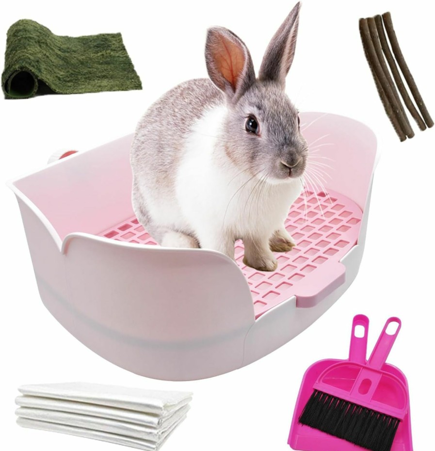 Small Animal MUYG | Muyg 15.1\"X11.0\" Large Rabbit Litter Box,Plastic Square Rabbits Potty Trainer With Bigger Pan Bunny Corner Toilet Box With Small Animal Disposable Liner For Guinea Pigs Hamster Chinchilla(Orange)