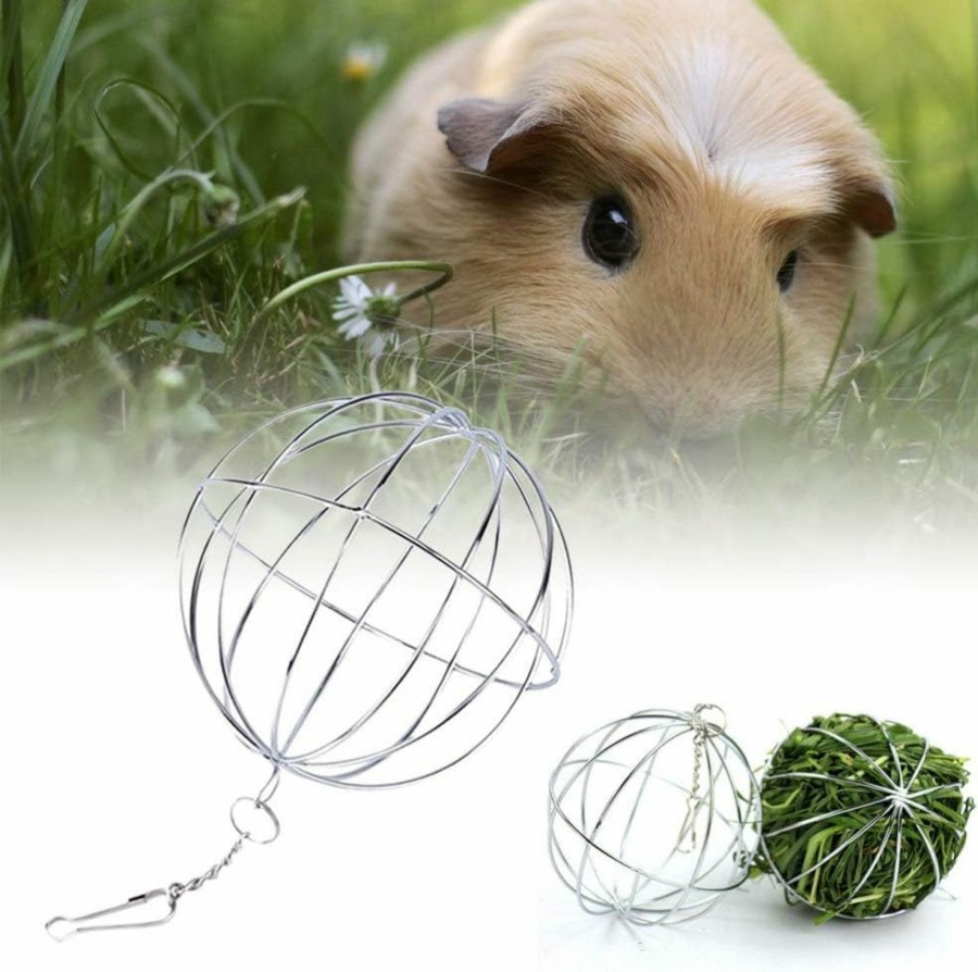 Small Animal ULTECHNOVO | Ultechnovo Pet Feed Dispenser Ball Rabbit Grass Ball Animal Hanging Ball Toy Feed Dispenser Sphere Treat Toy Ball-Shaped Straw Frame For Hamster Rat Rabbit Guinea Pig 2Pcs