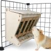 Small Animal YKD | Pet Wooden Hay Feeder For Rabbits, Guinea Pigs, And Chinchillas, Alfalfa Timothy Hay Dispenser, Less Wasted Small Animals Hay Manger (Hanging Large)