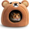 Small Animal Hollypet | Hollypet Warm Small Pet Animals Bed Dutch Pig Hamster Nest Hedgehog Rat Chinchilla Guinea Habitat Mini House, Brown Teddy Bear