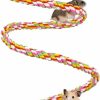 Small Animal SunGrow | Sungrow Rat Rope Perch, For Hamsters, Sugar Gliders, Reptiles, 59" Long, Spiral Design With Jingling Bell, Vibrant Handmade Chew Toy