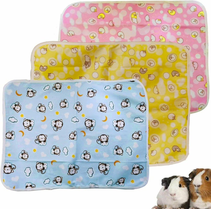 Small Animal JSLZF | Jslzf Guinea Pig Cage Liner 27"X20", 3Pcs Guinea Pig Mat Washable Guinea Pig Pee Pads Absorbent Waterproof Pet Hamster Cage Bedding For Chinchillas, Bunnies