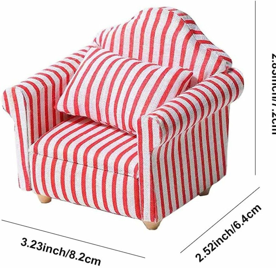 Small Animal ARBOZEW | Arbozew Hamster Mini Sofa, Mice Soft Bed, Classic Red And White Fabric Tiny Pet Chair, Small Animals Cage Decorations. (White-Red)