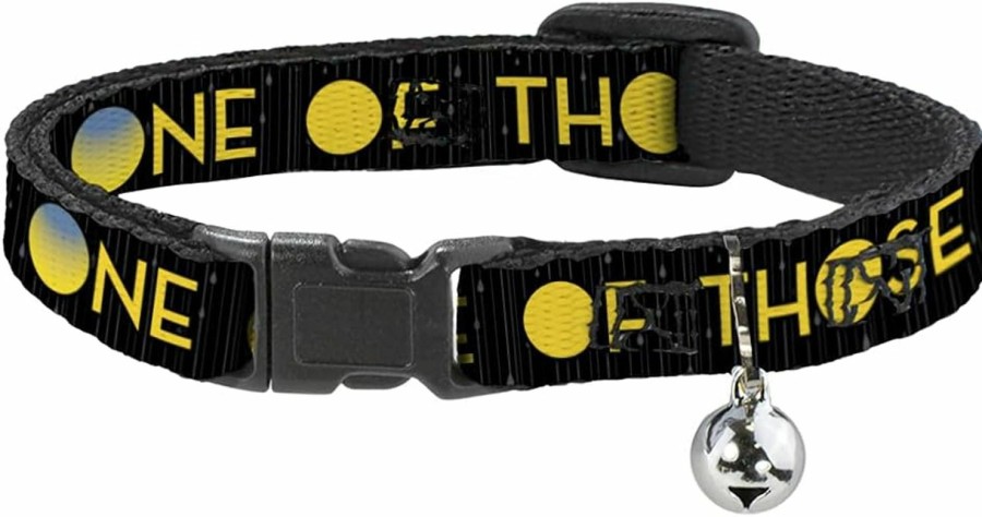 Small Animal Buckle-Down | Buckle-Down Breakaway Cat Collar - Joy Poses/Rain One Of Those Days Black/Gray/Blues/Yellow - 1/2\" Wide - Fits 9-15\" Neck - Large