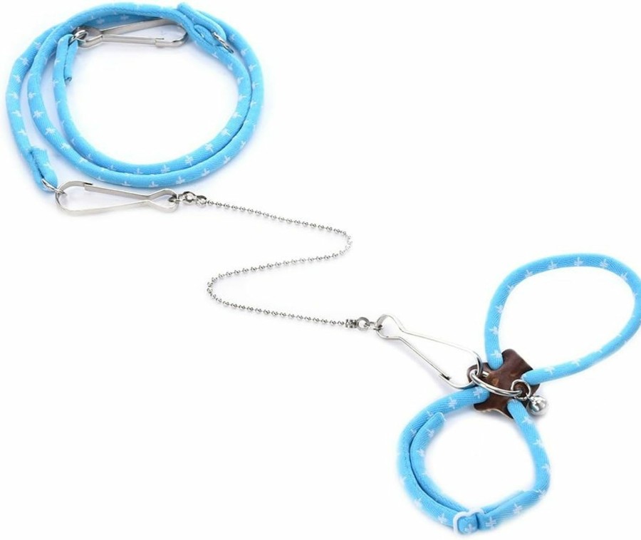 Small Animal HAPPINESS APPLY HERE | Adjustable Nylon Harness Vest And Leash Set Lead For Pet Dwarf Hamster Gerbil Rat Mouse Ferret Chinchilla Ferret Squirrel Small Animal Walking Toy (Blue)