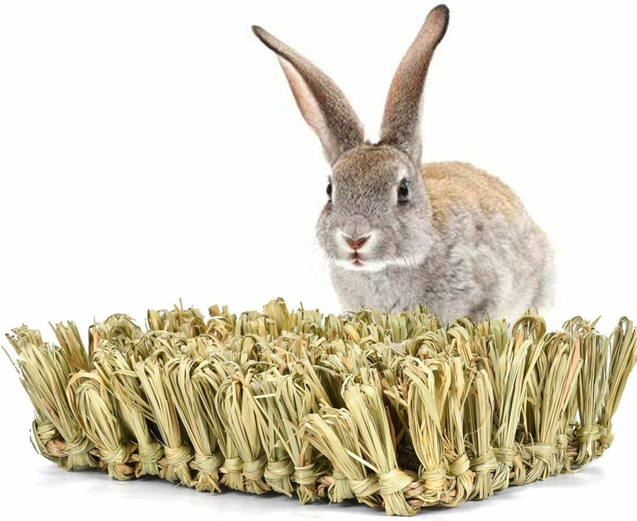 Small Animal Hamiledyi | Hamiledyi Rabbit Grass Bed,Bunny Natural Straw Woven Mat,Guinea Pig Hay Mat Chew Mat For Rabbit Guinea Pig Chinchilla Squirrel Hedgehog(10.6X7.5X3.5Inches)