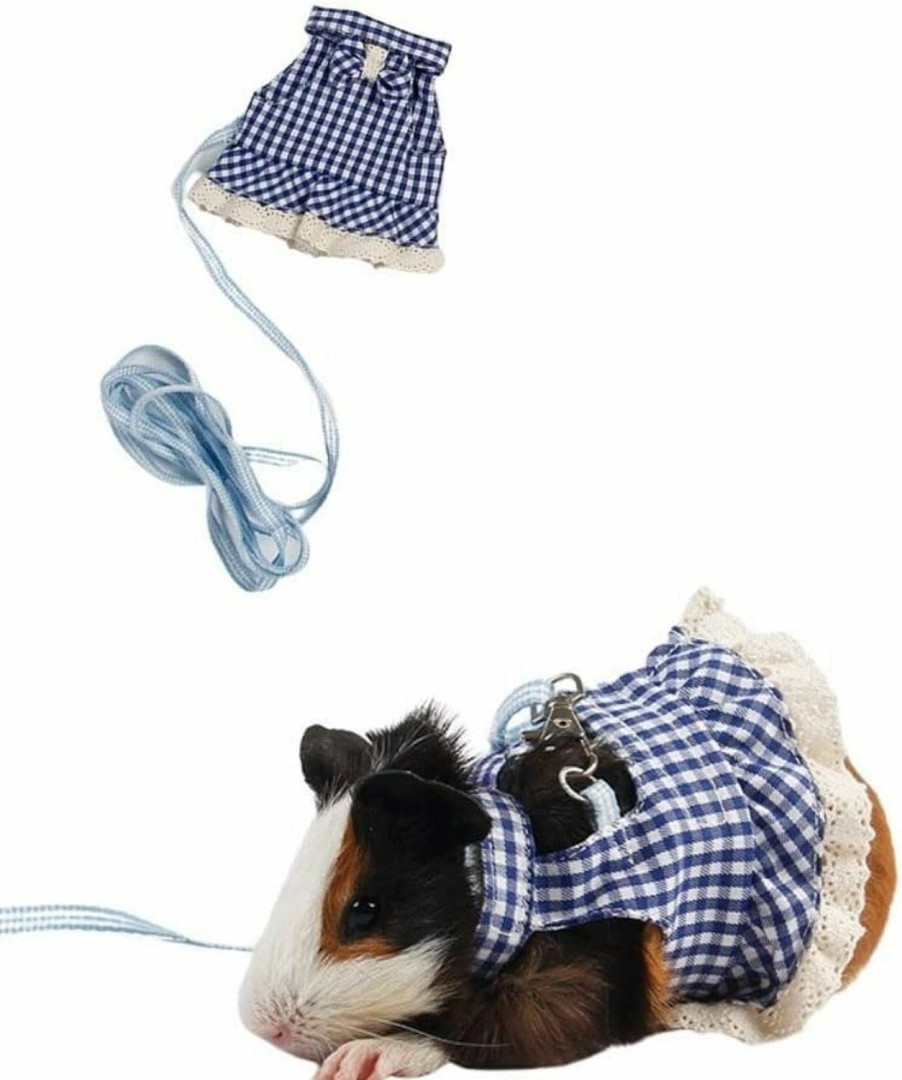 Small Animal KUNBIUH | Guinea Pig Clothes Baby Ferret Rats Hamster Soft Mesh Harness Leash Vest Set For Guinea Pigs, Hamster, Ferret, Rabbit, Chinchilla And Similar Small Anim (Small,Blue)