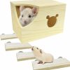 Small Animal kathson | Kathson Wood Chinchilla House Natural Handcrafted Guinea Pig Hideout Small Animals Hut With Window And Wooden Climbing Platform X 4 For Guinea Pigs Chinchilla Squirrel Hedgehog