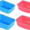 Small Animal HNOYGNU | 4 Pack Rabbit Feeder Guinea Pig Plastic Food Basin With Hook Plastic Rabbit Water Bowl,Guinea Pig Food Basin Dish, For Rabbit/Guinea Pig/Chinchilla/Bunny (Blue + Pink)