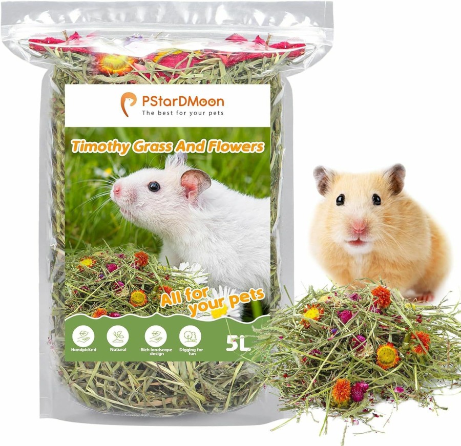 Small Animal PStarDMoon | Pstardmoon Pure Natural Hamsters Bedding Nesting, Small Animal Habitat Decoration, Hamster Cages Accessories, Pet Litter For Dwarf Syrian Hamsters, Gerbils, Mices, Degus (Moss, 5L)