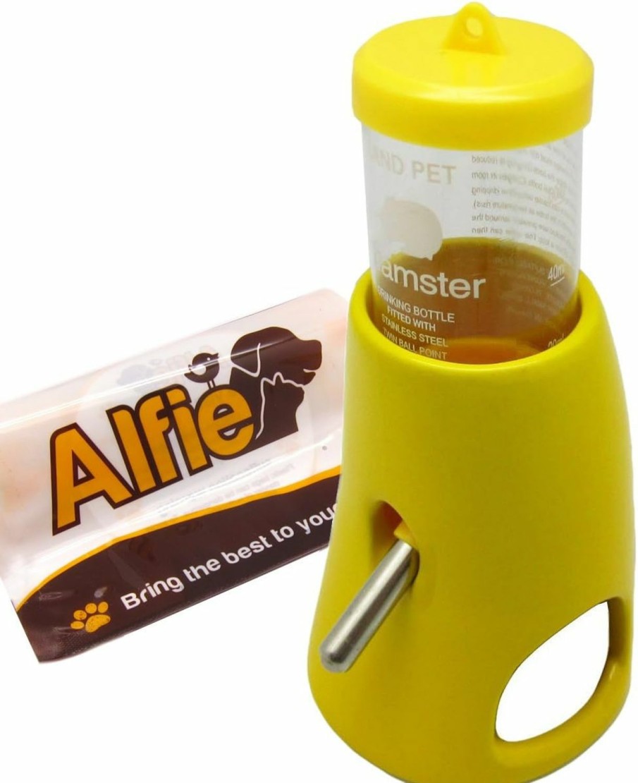 Small Animal Alfie | Alfie Pet - 2-In-1 Water Bottle With Hut For Small Pets Like Dwarf Hamster And Mouse - Color: Yellow