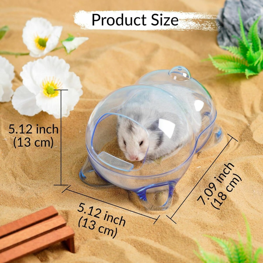 Small Animal JOUSONTY | Jousonty 7.09 5.12 5.12 Inch Hamster Sand Bath Container With Spoon, Big Hamster Cleaning And Bathing Accessories, For Cage Terrarium Habitat Decor, Clear