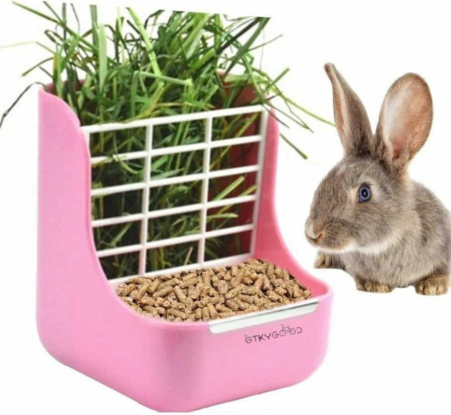 Small Animal STKYGOOD | Rabbit Feeder Bunny Guinea Pig Hay Feeder, Hay Guinea Pig Hay Feeder, Chinchilla Plastic Food Bow (White)