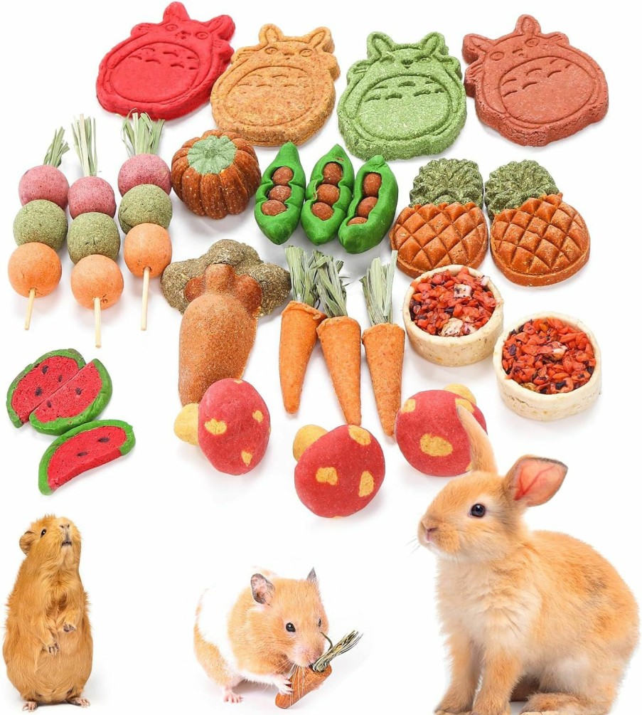 Small Animal HGPOKLVT | Hgpoklvt 25Pcs Rabbit Snack Teething Toy Chew Toy Small Animal Toys - Fun Fruit And Vegetable Shapes For Hamsters, Guinea Pigs, And Chinchillas