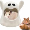 Small Animal Oooct | Hamster Hideout Ceramic, Cute Ghost Shape Funny Hamster House And Habitats, All-Season Hideout Bed For Small Animal Hamster Rat Gerbils