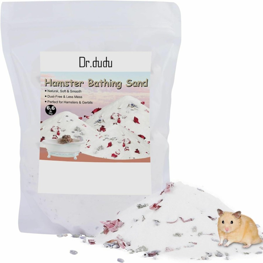 Small Animal DR.DUDU | Dr.Dudu Hamster Bath Sand, 2.8Lb Dust Free Desert Sand Or Potty Litter Sand For Hamster Chinchillas Gerbil Syrian Mice Small Animals (White)