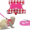 Small Animal Filhome | Filhome Small Pet Harness Vest And Leash Set With Bowknot And Bell Decor Chest Strap Harness Adjustable Soft Breathable For Outdoor Walking Guinea Pigs, Ferret, Chinchilla (Pink)