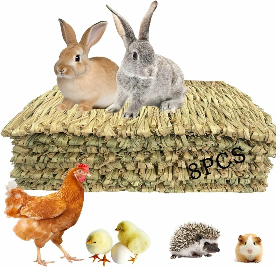 Small Animal MUYG | Muyg Rabbit Grass Mats,Natural Bunny Grass Mat Woven,Pet Bed Nest Mats Rabbits Chew Toys For Hamsters Parrot Rabbits Hedgehog Guinea Pig Chick And Other Small Animals Hay Mat Sleeping(8 Pcs)